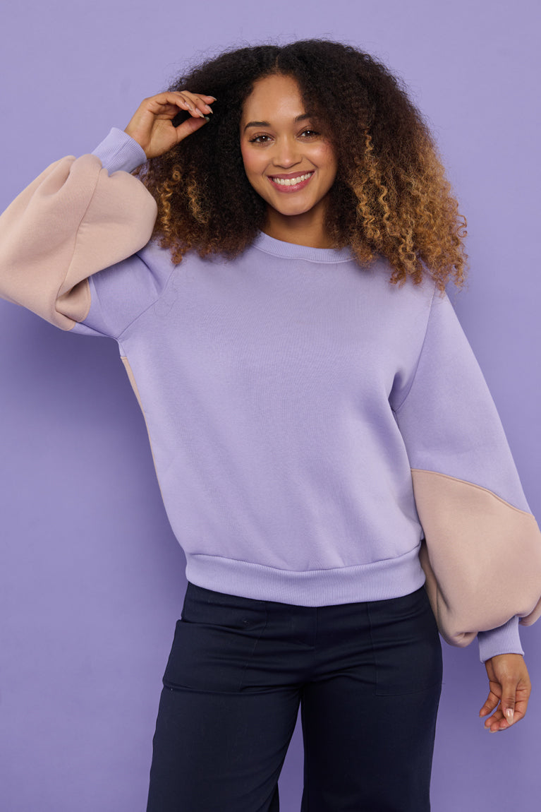 Froks Isabel Sweatshirt / Bright lilac & Desert sand