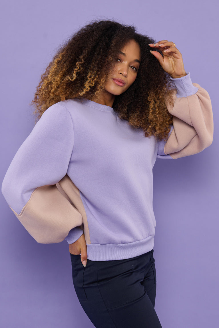 Froks Isabel Sweatshirt / Bright lilac & Desert sand