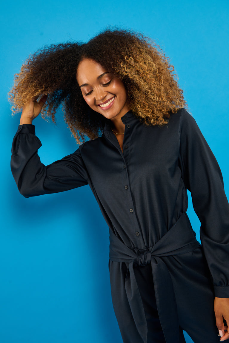 Froks Carla Sleeve Long Body Dragt / Midnight textures wool