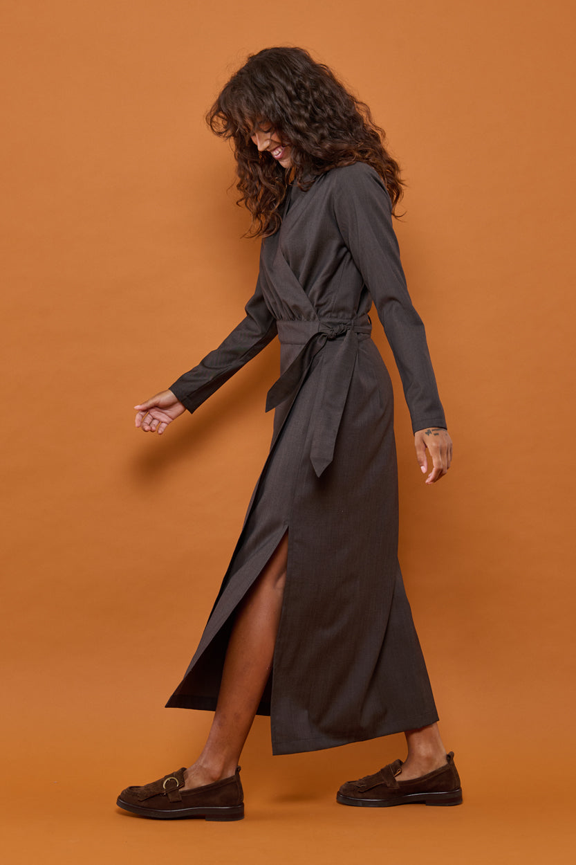 Froks Carmen Kjole / Moss brown wool
