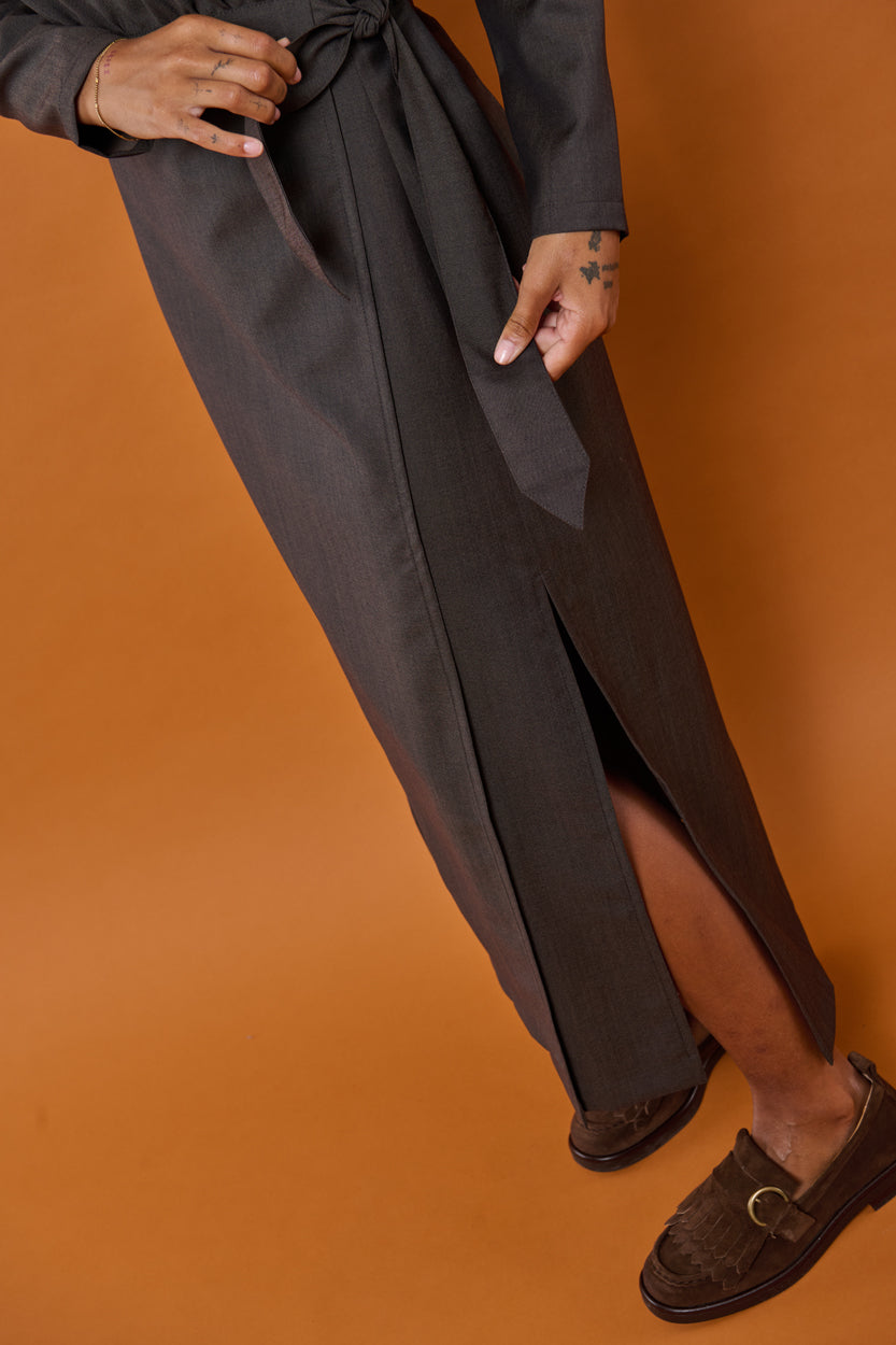 Froks Carmen Kjole / Moss brown wool