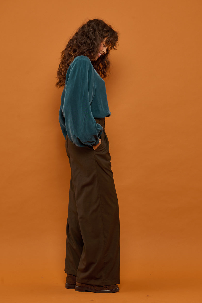 Froks Julie Bukser / Chestnut brown wool
