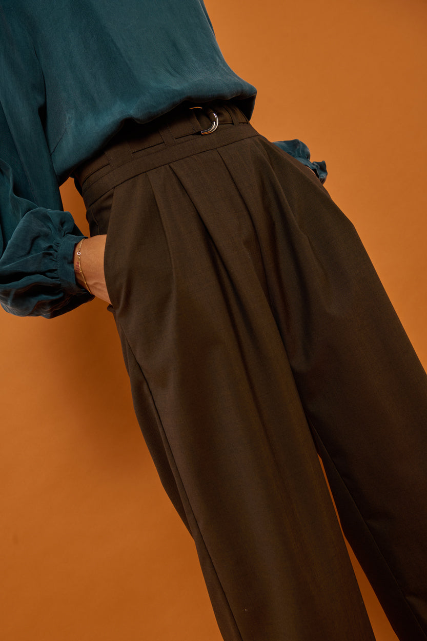 Froks Julie Bukser / Chestnut brown wool