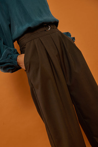 Froks Julie Bukser / Chestnut brown wool