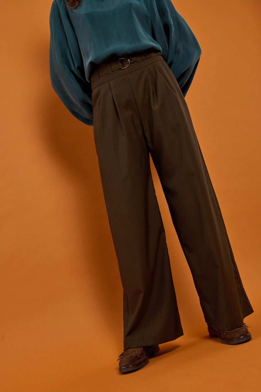 Froks Julie Bukser / Chestnut brown wool