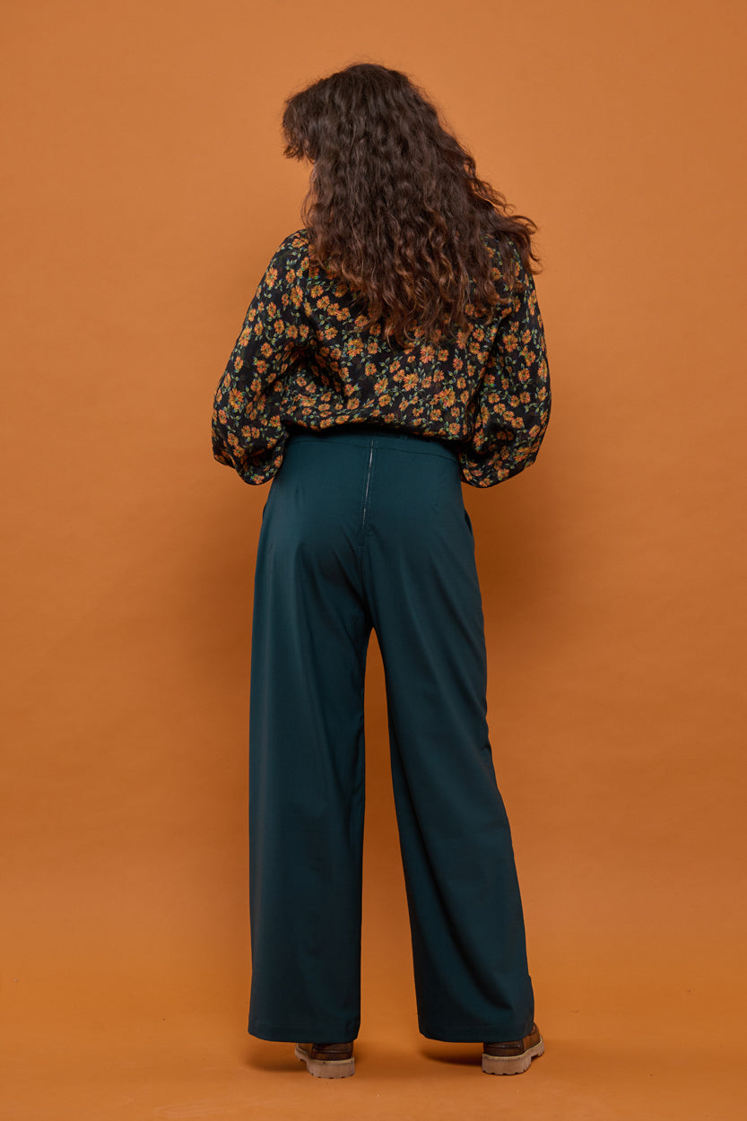Froks Julie Bukser / Forest green wool blend