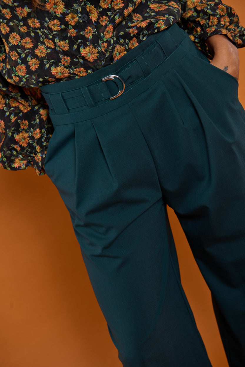 Froks Julie Bukser / Forest green wool blend