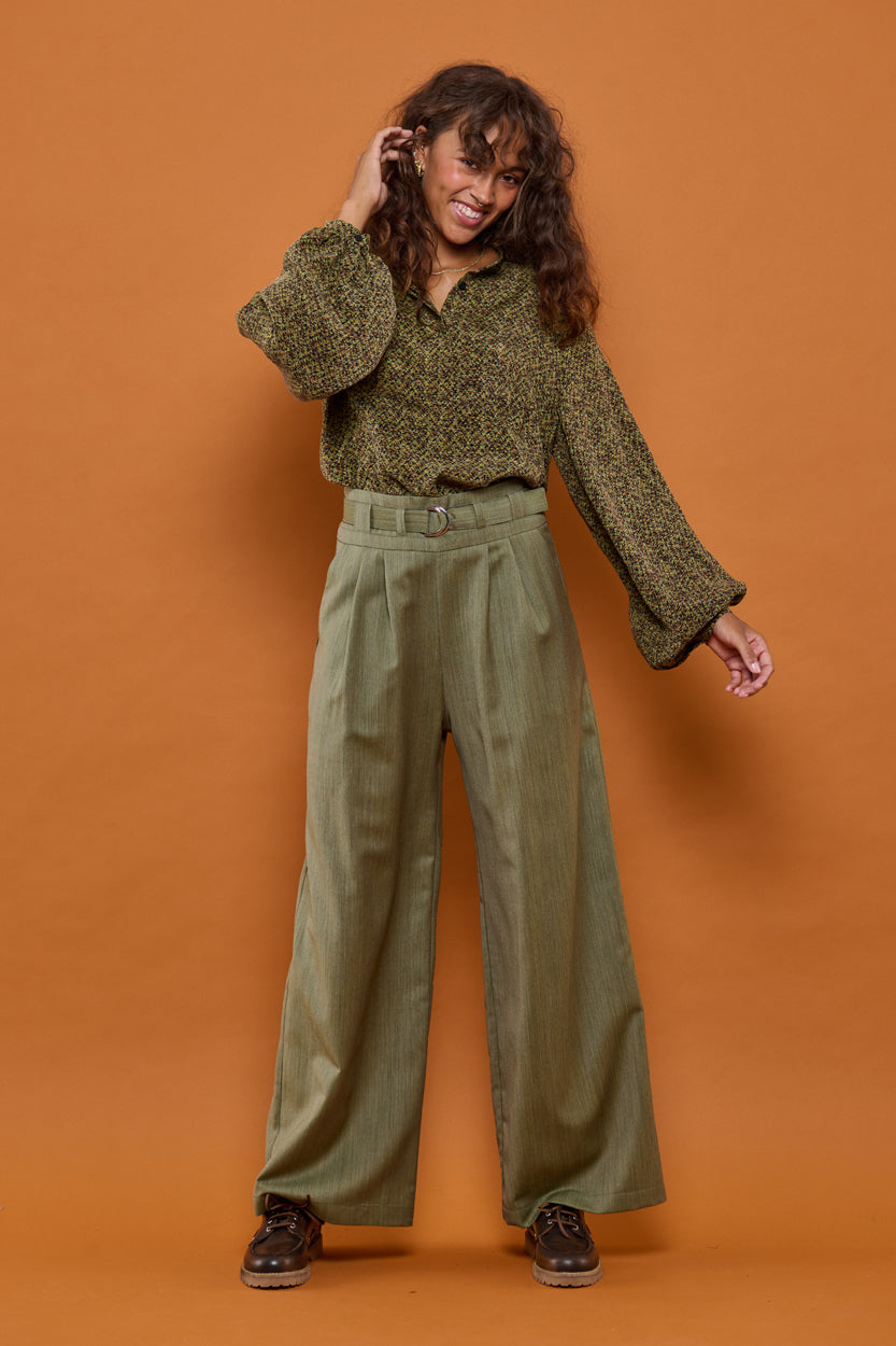 Froks Julie Bukser / Moss green wool