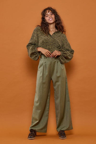 Froks Julie Bukser / Moss green wool