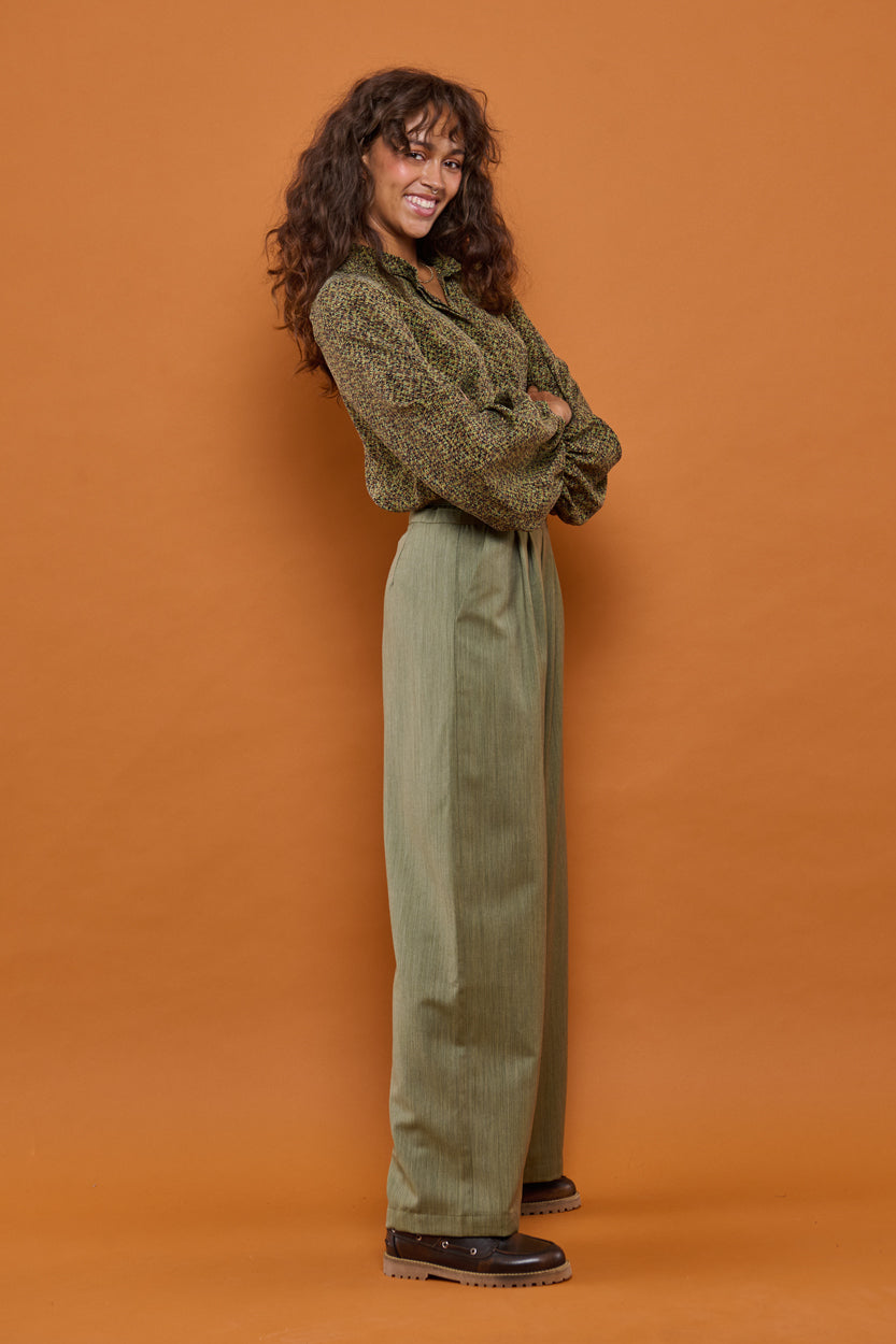 Froks Julie Bukser / Moss green wool