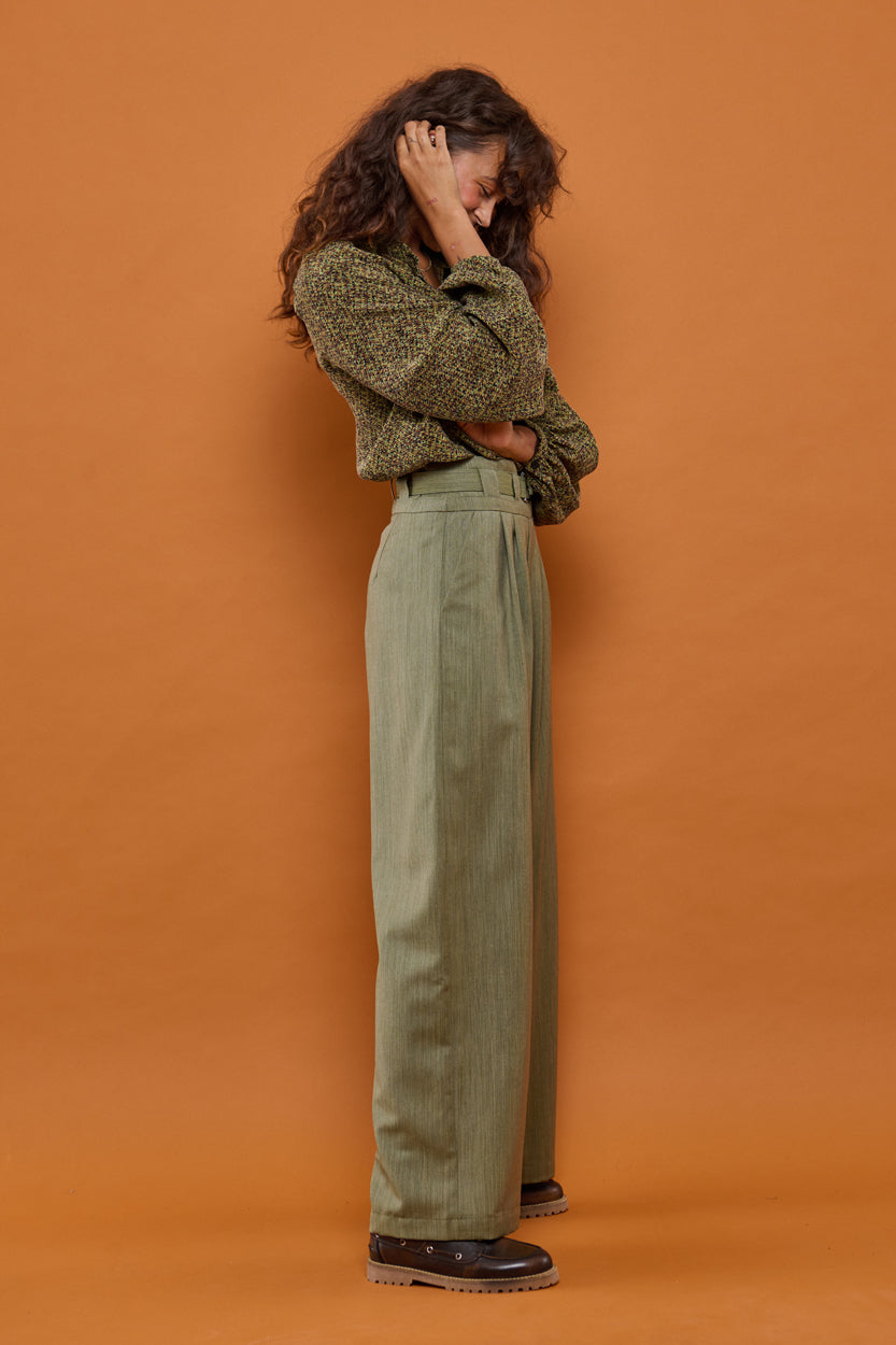 Froks Julie Bukser / Moss green wool
