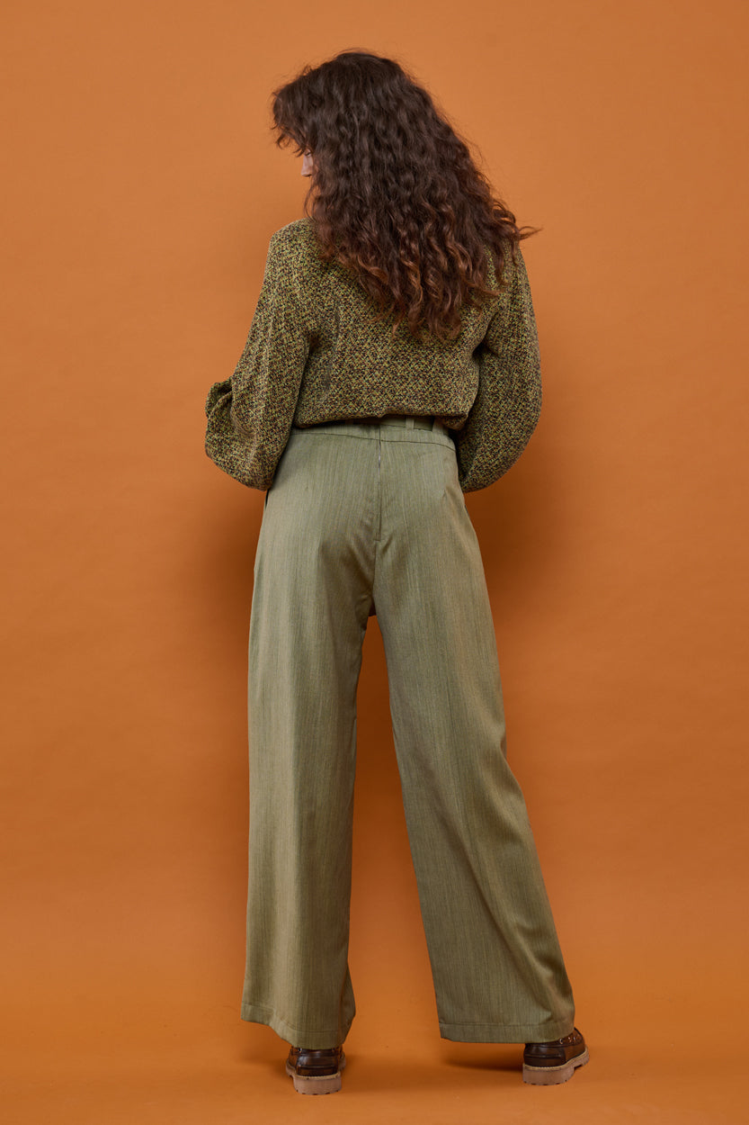 Froks Julie Bukser / Moss green wool