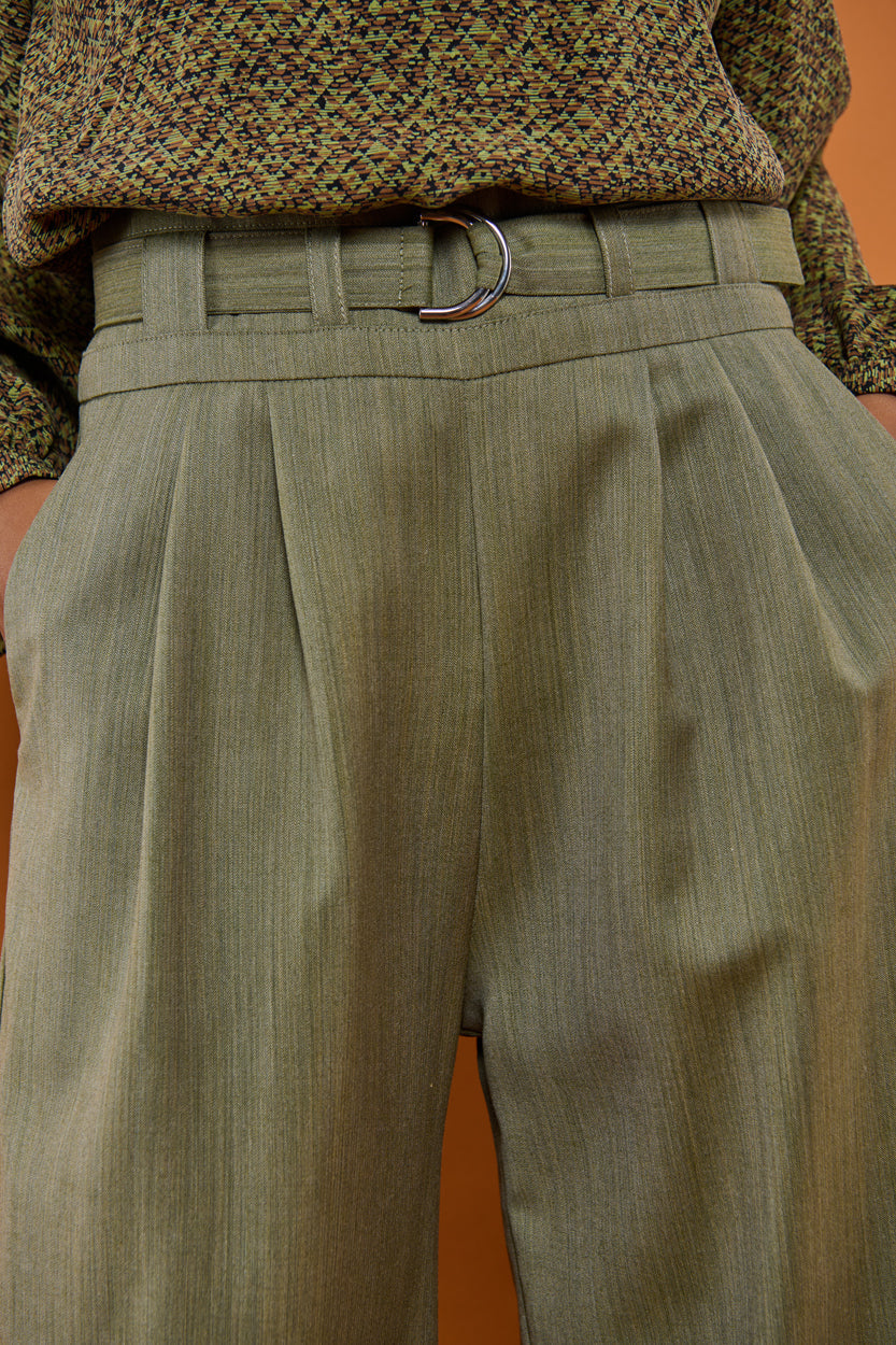 Froks Julie Bukser / Moss green wool