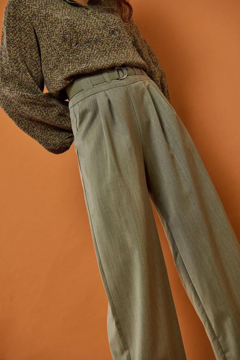 Froks Julie Bukser / Moss green wool