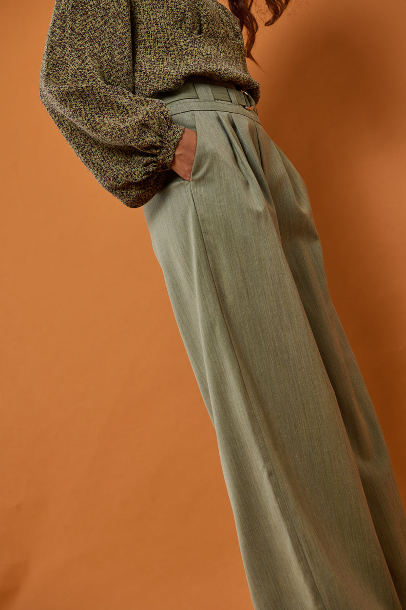 Froks Julie Bukser / Moss green wool