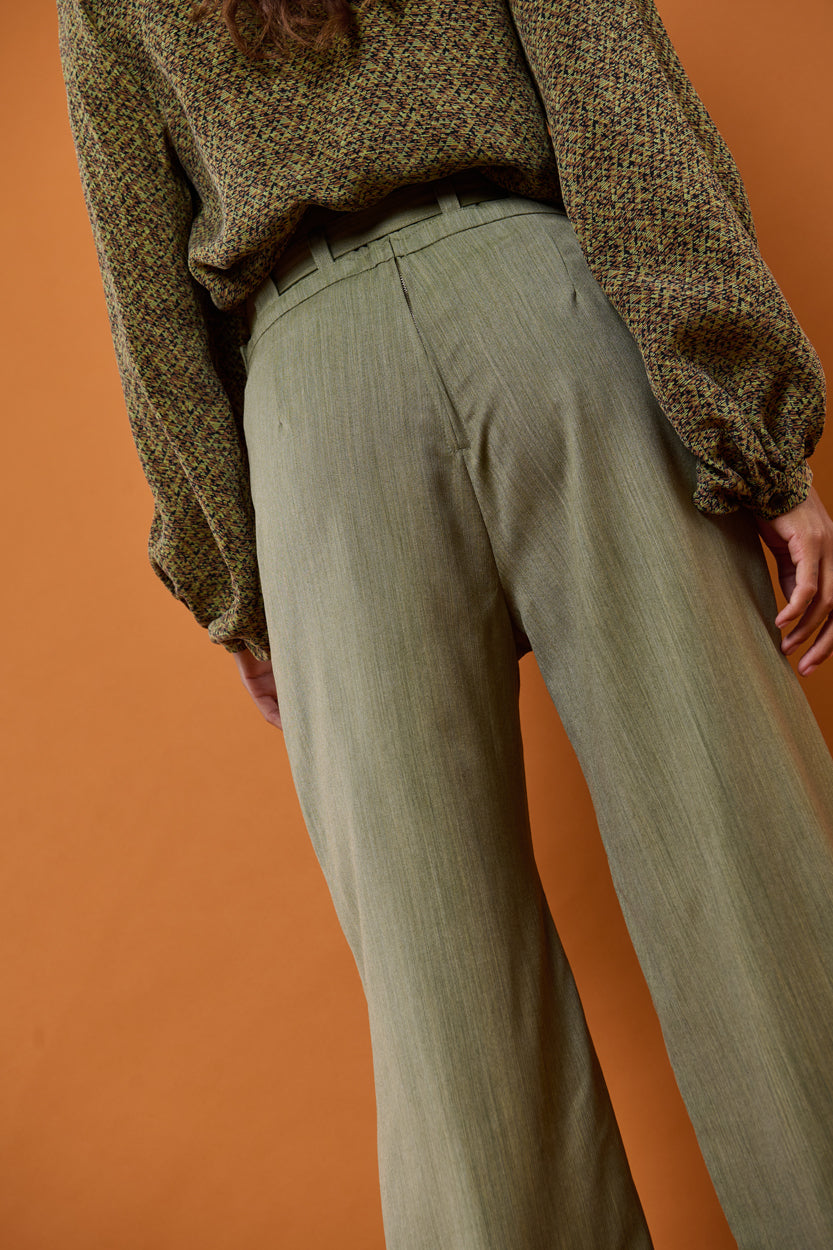 Froks Julie Bukser / Moss green wool