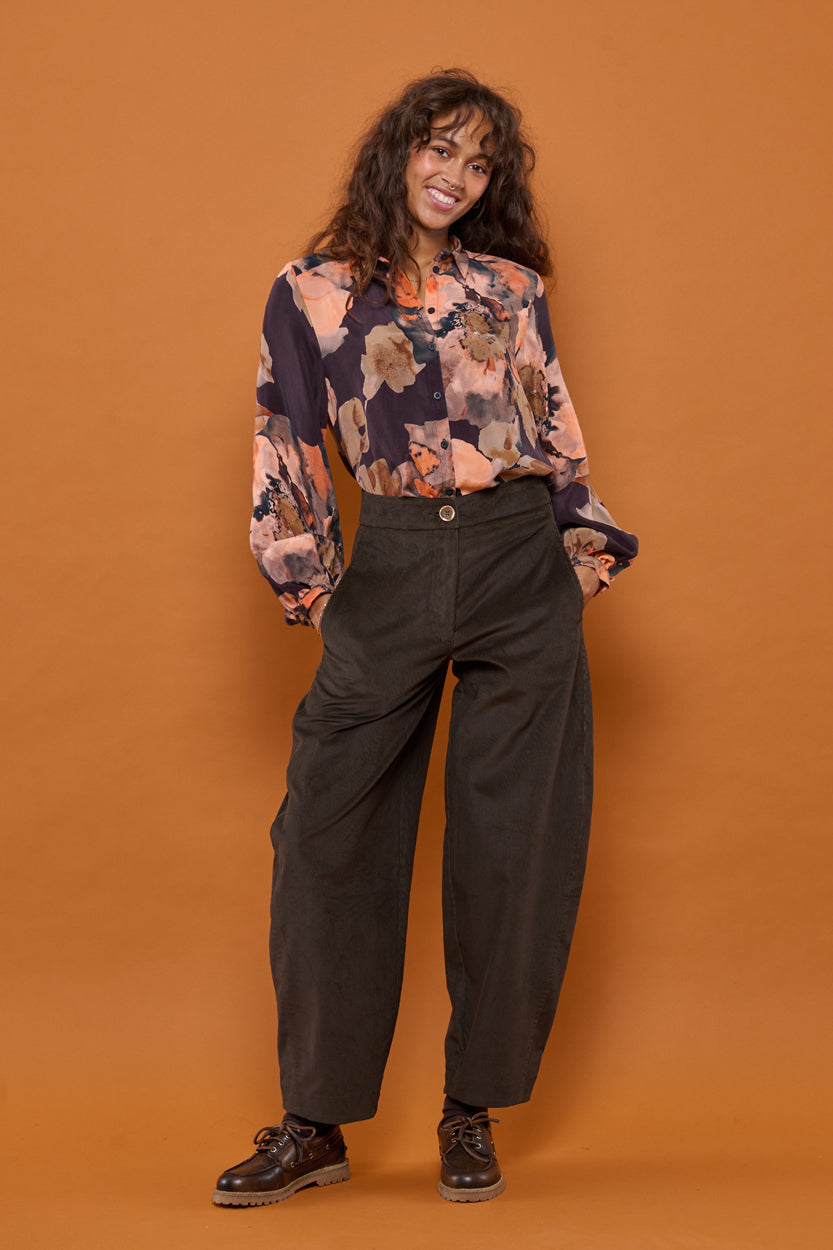 Froks Barrel Bukser / Dark chocolate corduroy