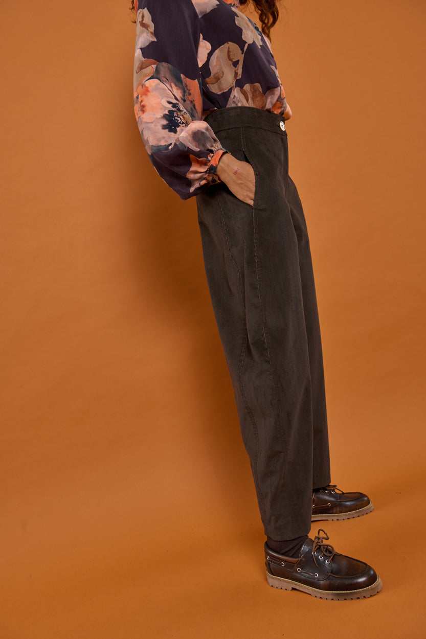 Froks Barrel Bukser / Dark chocolate corduroy
