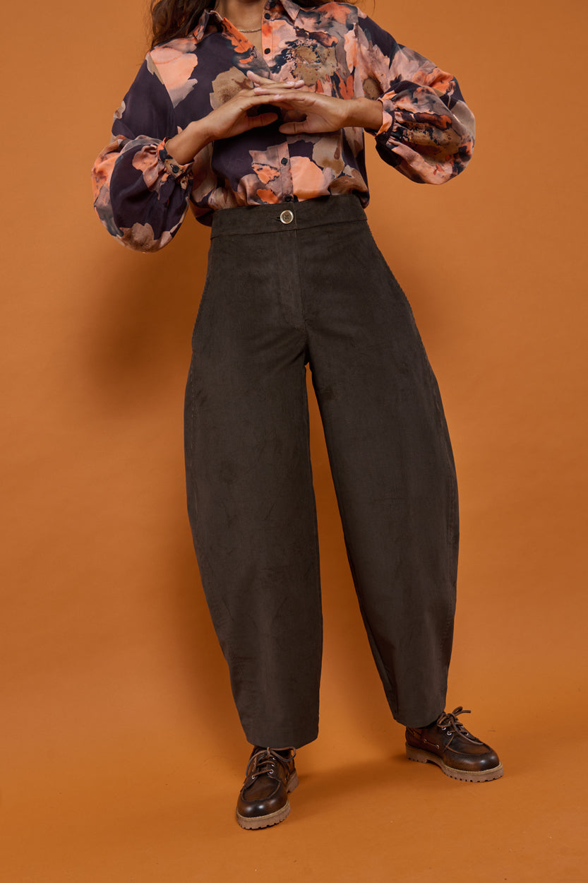 Froks Barrel Bukser / Dark chocolate corduroy