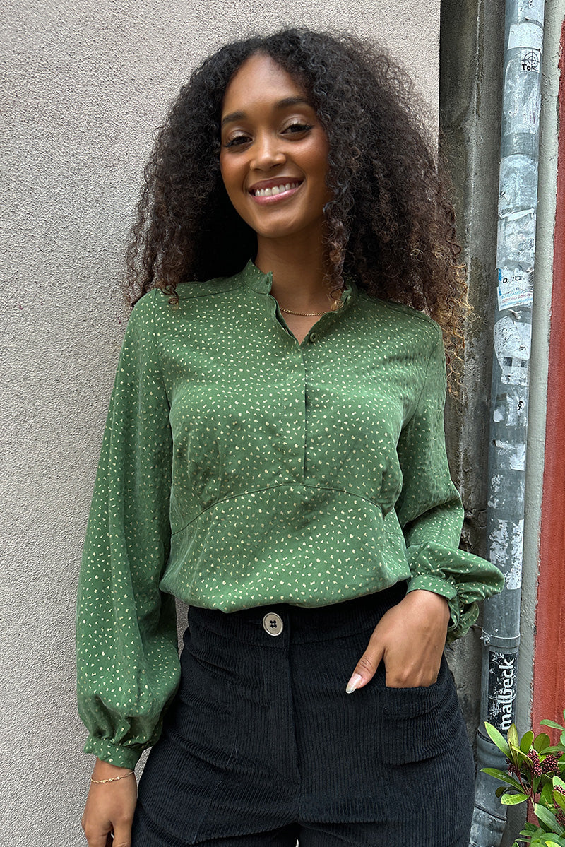 Froks Amelia Tunika Skjorte / Green & Gold flakes