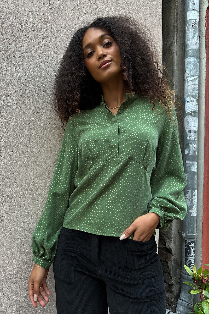 Froks Amelia Tunika Skjorte / Green & Gold flakes