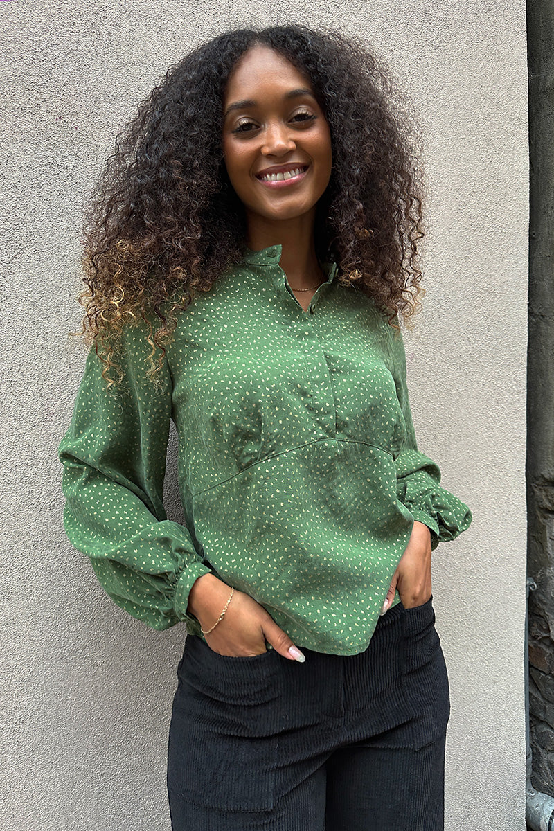 Froks Amelia Tunika Skjorte / Green & Gold flakes