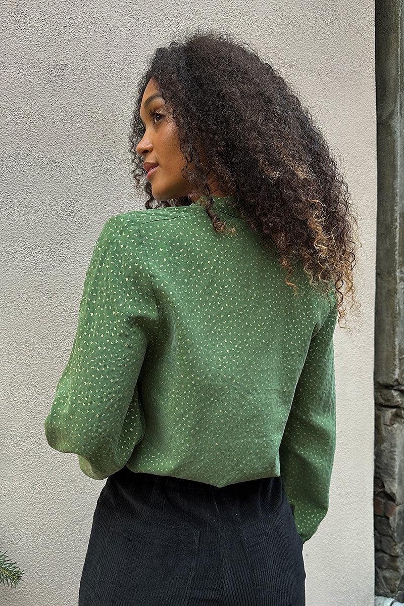 Froks Amelia Tunika Skjorte / Green & Gold flakes