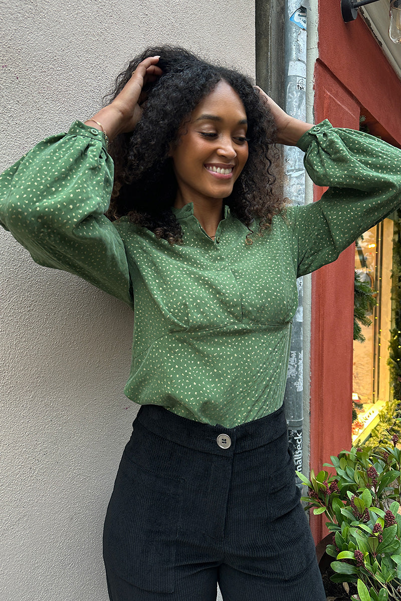 Froks Amelia Tunika Skjorte / Green & Gold flakes