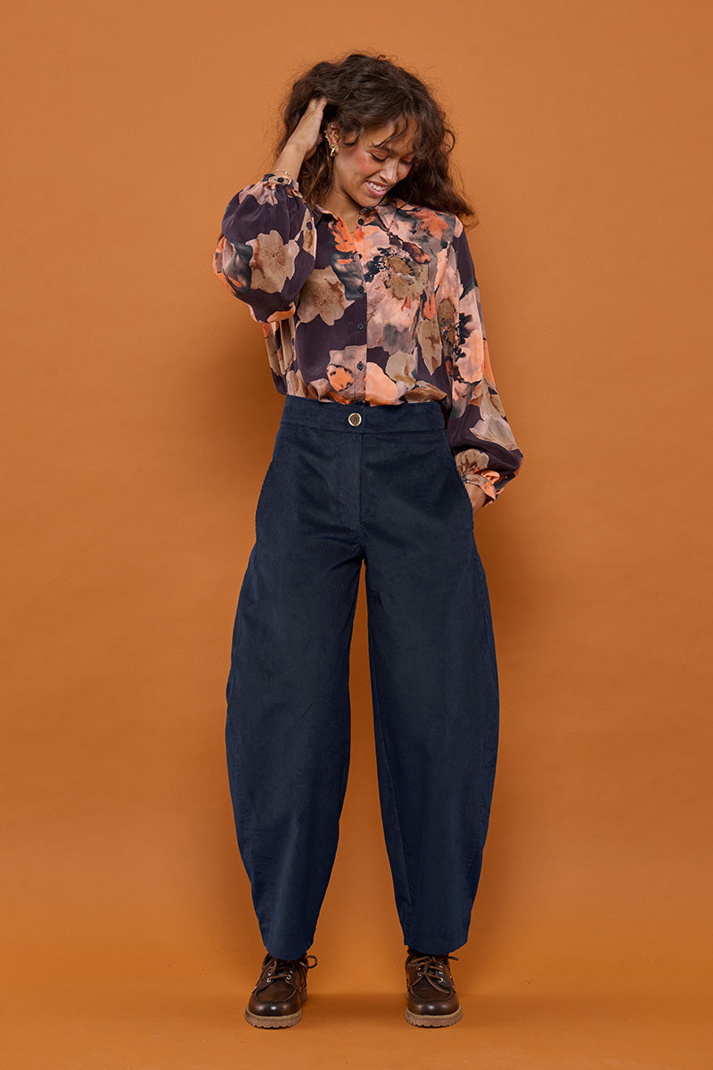 Froks Barrel Bukser / Midnight blue corduroy