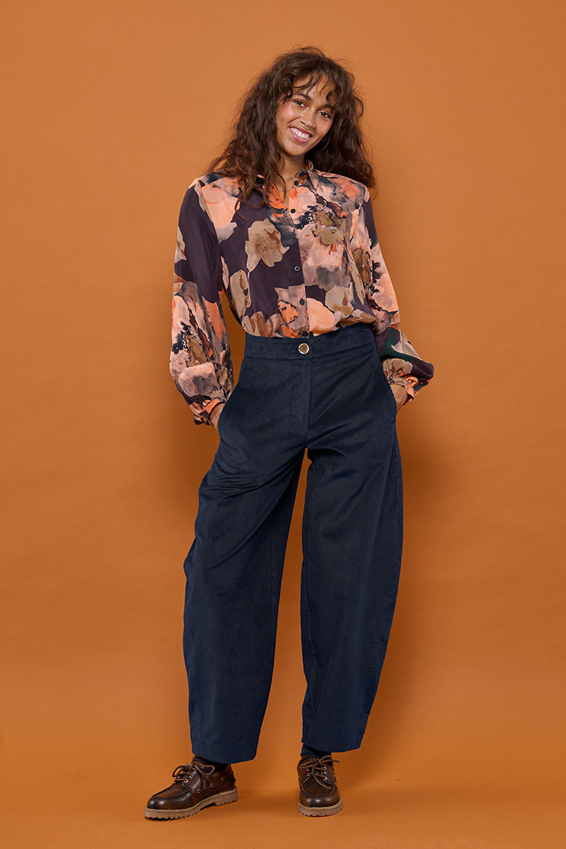Froks Barrel Bukser / Midnight blue corduroy