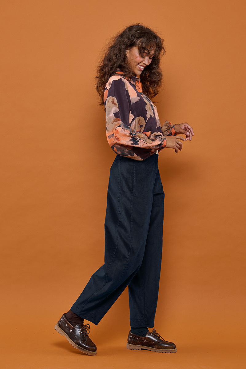 Froks Barrel Bukser / Midnight blue corduroy