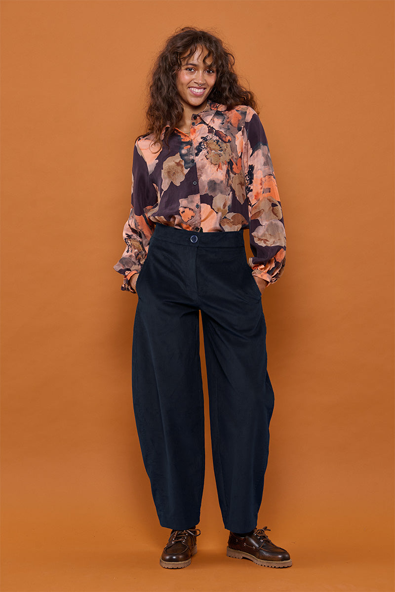 Froks Barrel Bukser / Midnight blue corduroy