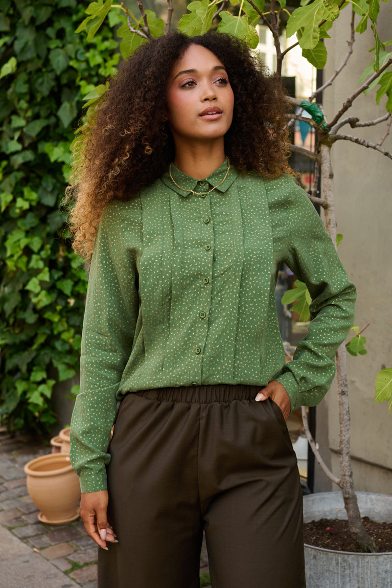 Froks Pen Skjorte / Green & Gold ﬂakes