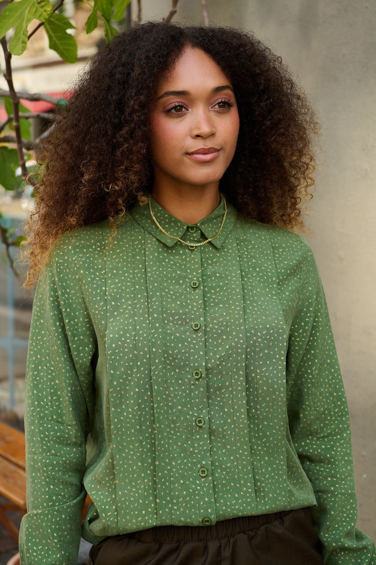 Froks Pen Skjorte / Green & Gold ﬂakes