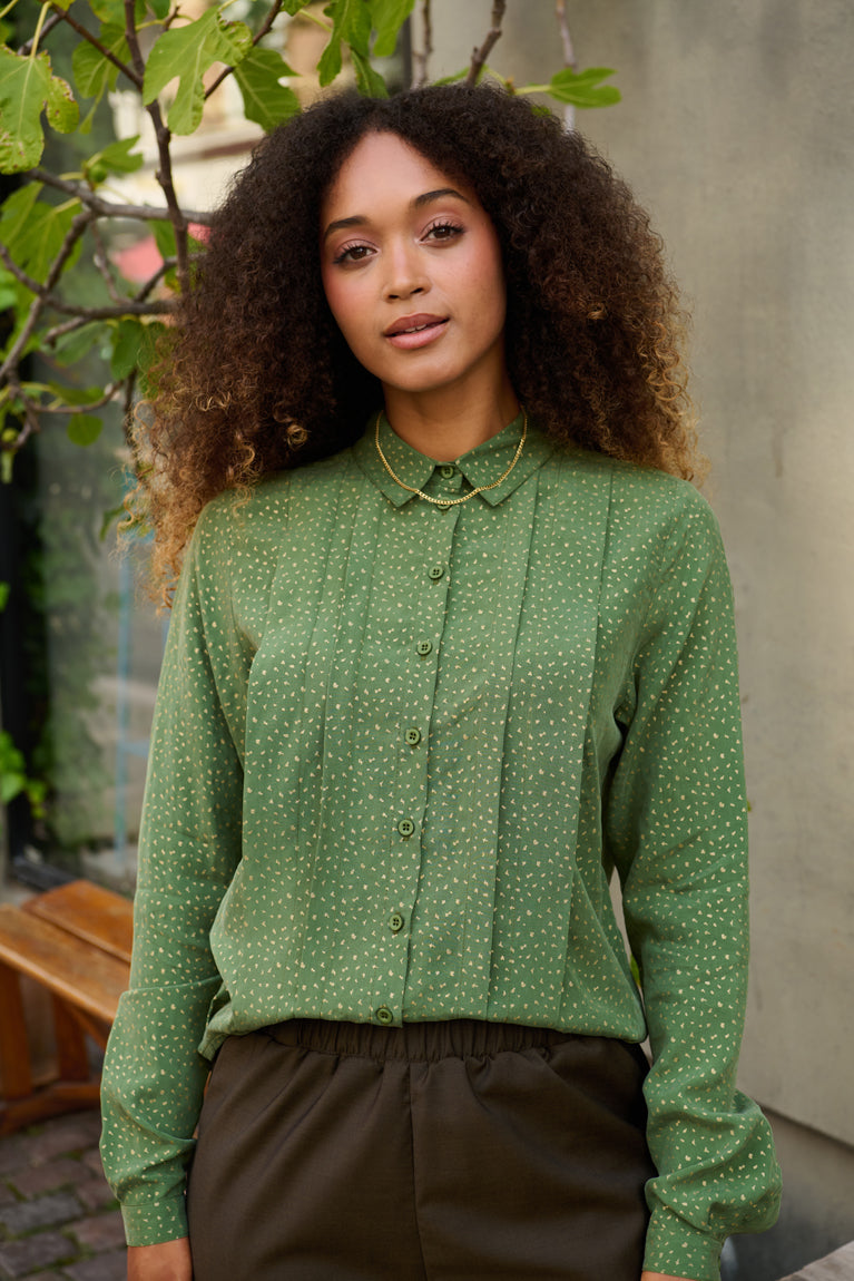 Froks Pen Skjorte / Green & Gold ﬂakes