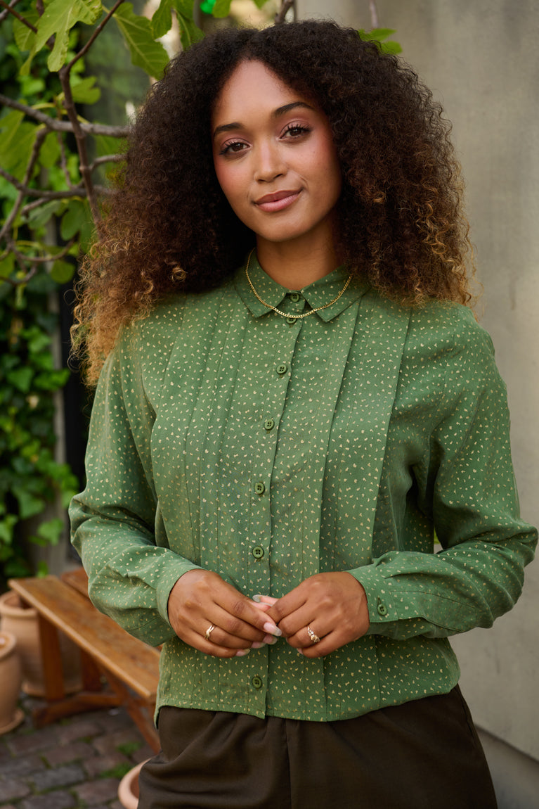 Froks Pen Skjorte / Green & Gold ﬂakes