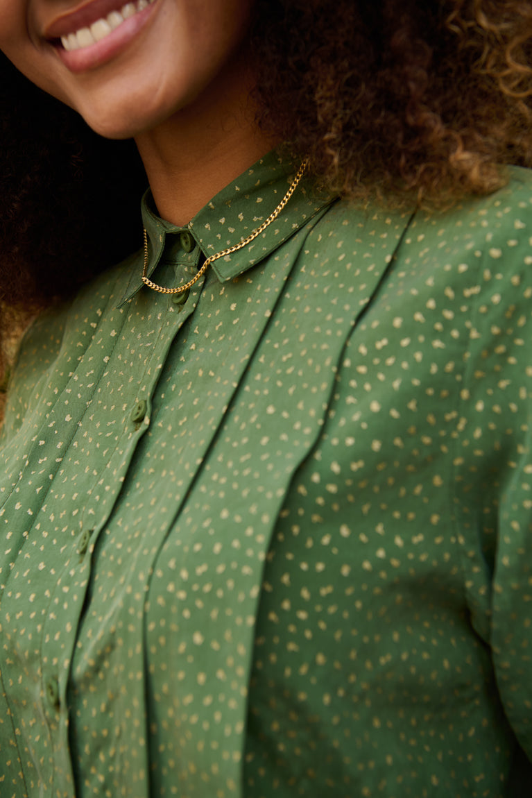 Froks Pen Skjorte / Green & Gold ﬂakes