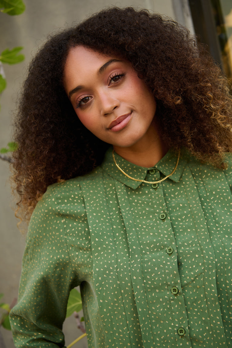 Froks Pen Skjorte / Green & Gold ﬂakes