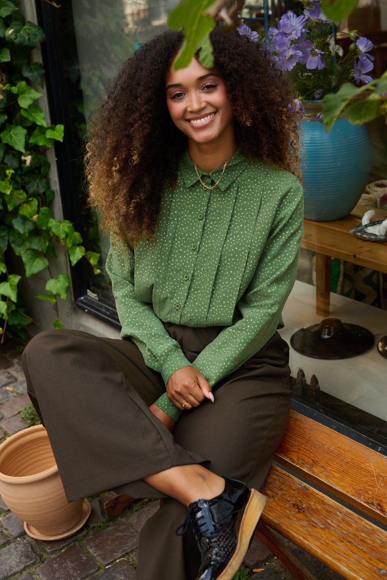 Froks Pen Skjorte / Green & Gold ﬂakes