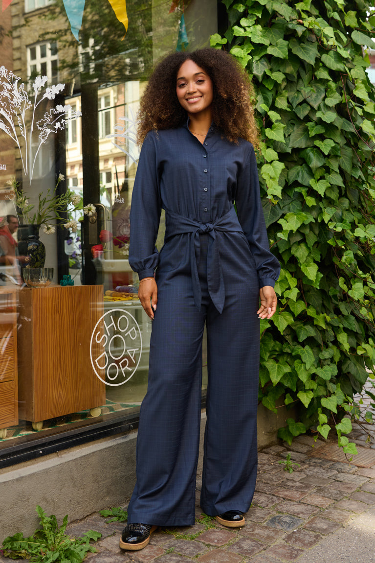 Froks Carla Sleeve Long Body Dragt / Indigo blue & Patterned (wool)