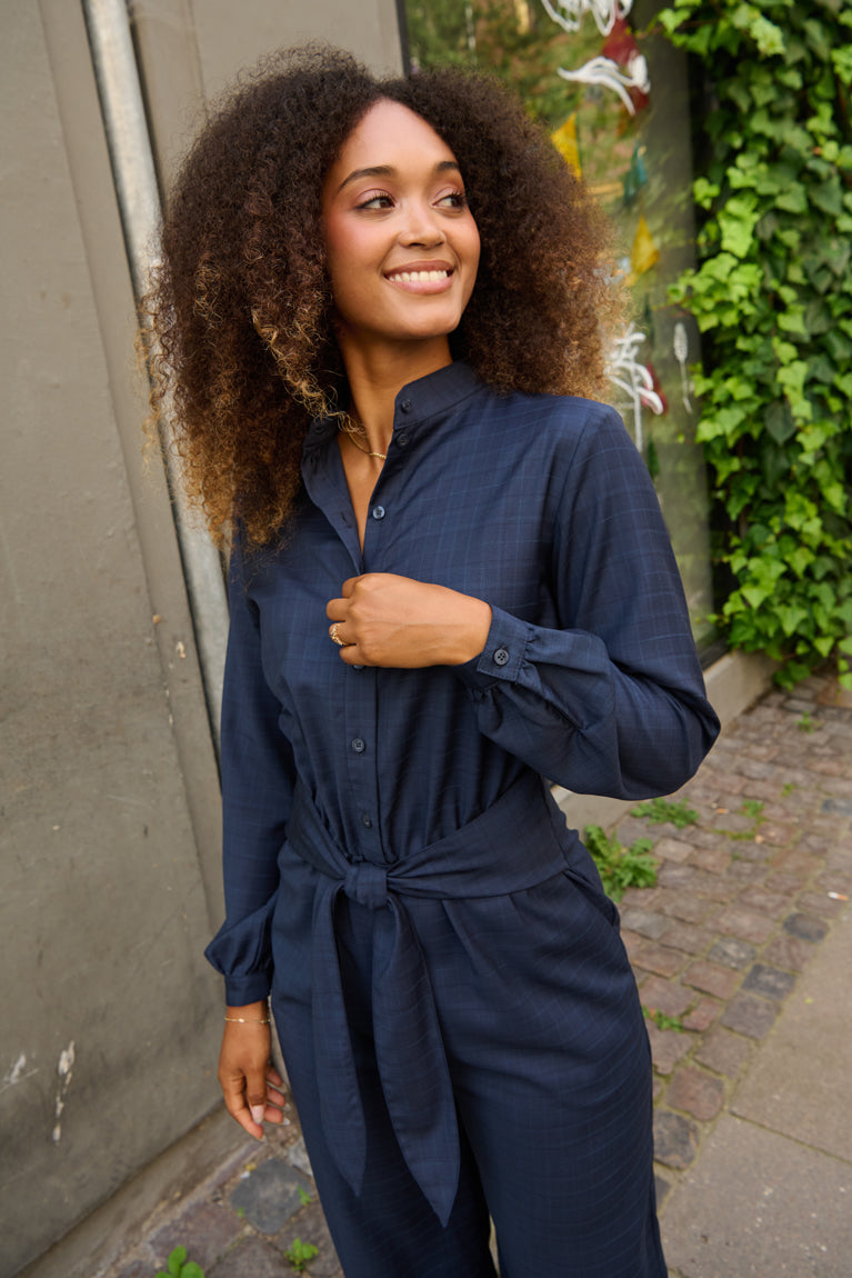 Froks Carla Sleeve Long Body Dragt / Indigo blue & Patterned (wool)