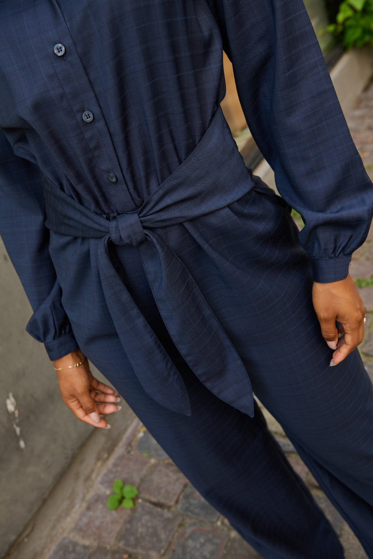 Froks Carla Sleeve Long Body Dragt / Indigo blue & Patterned (wool)