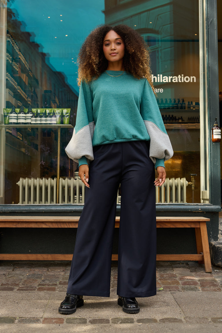 Froks Isabel Sweatshirt / Lagoon green & Glacier grey