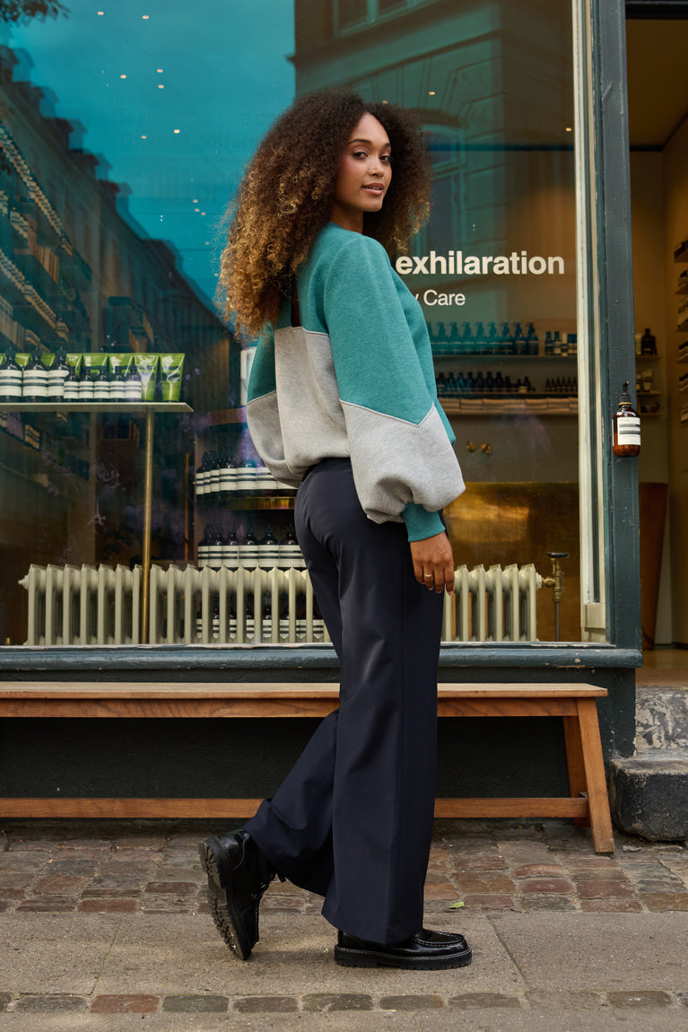 Froks Isabel Sweatshirt / Lagoon green & Glacier grey