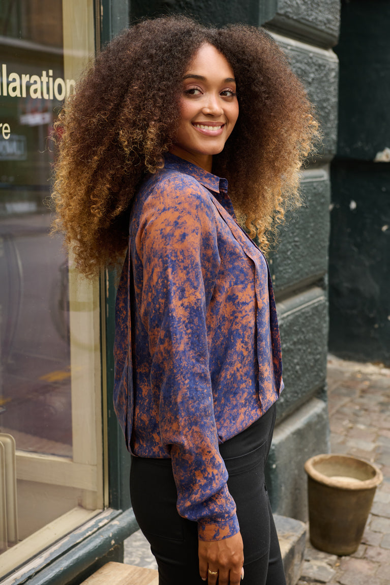 Froks Pen Skjorte / Splash of golden brown & Blue