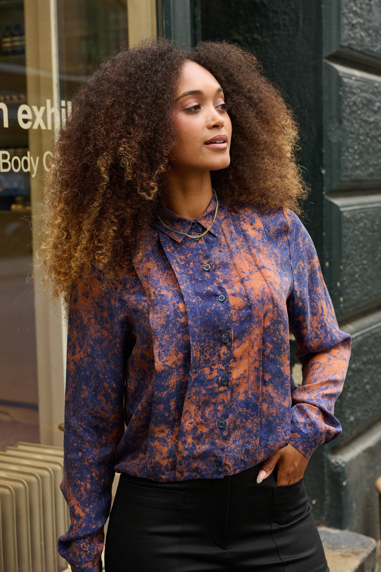 Froks Pen Skjorte / Splash of golden brown & Blue