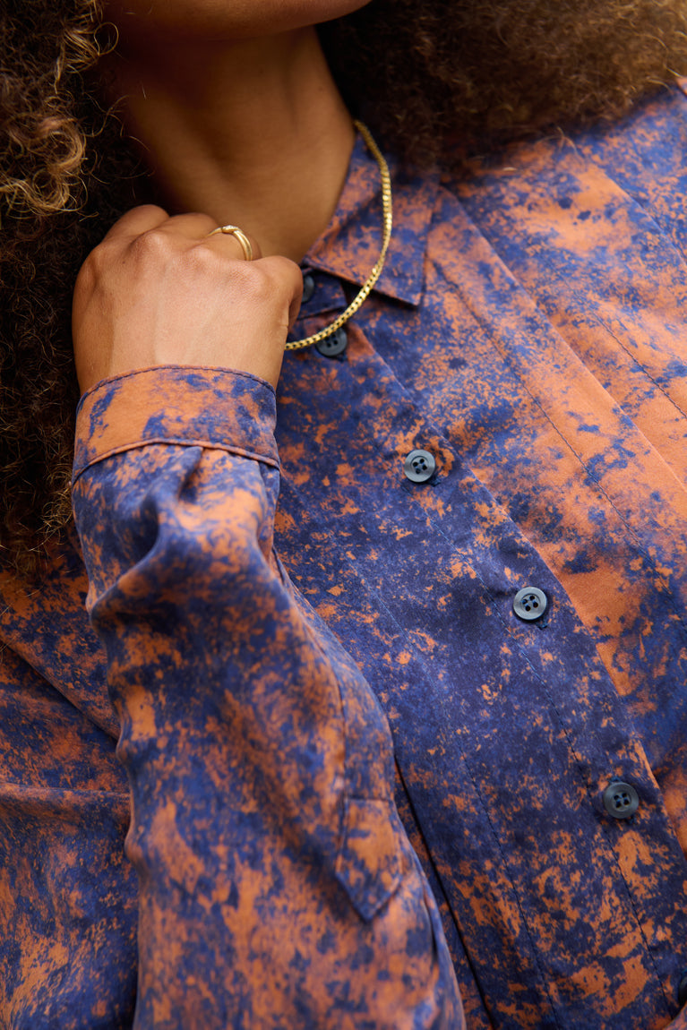 Froks Pen Skjorte / Splash of golden brown & Blue