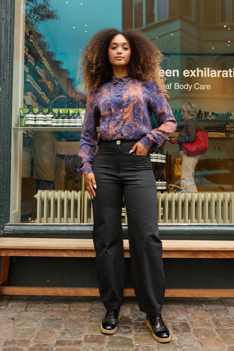 Froks Pen Skjorte / Splash of golden brown & Blue