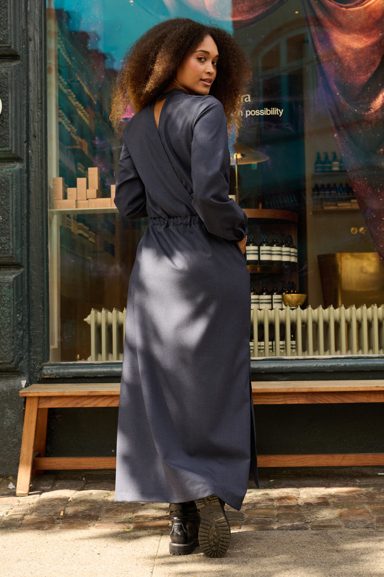 Froks Hope Sleeve Kjole / Dusted dark blue wool