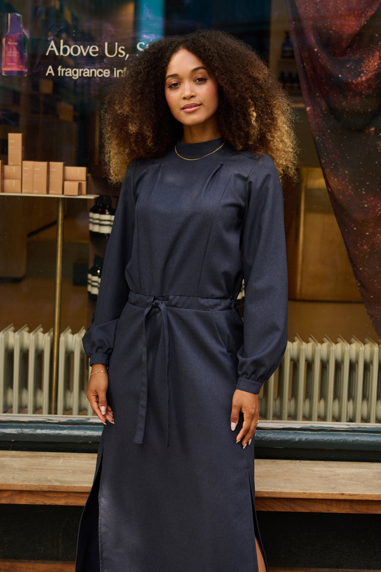 Froks Hope Sleeve Kjole / Dusted dark blue wool